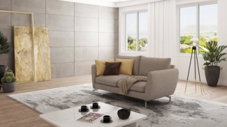 S-Style Möbel 2-Sitzer Modernes Sofa Benita mit Silber Metall Füßen, mit Wellenfederung