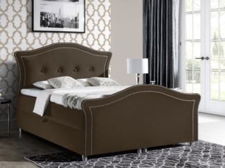 99rooms Elvis Boxspringbett 180x200 cm Kunstleder MADRYT Dunkelbraun