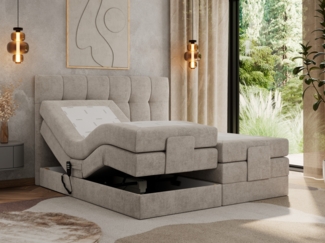 Elektrisches Bett, Boxspringbett mit Multipocket-Matratzen und Elektrisch verstellbare - VITTORIA - 160 x 200 cm - Beige Stoff - H4
