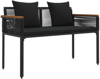 vidaXL Bank Outdoor mit Kissen Schwarz 117 x 54 x 74,5 cm Poly-Rattan 42025237