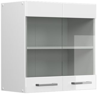 Küchenglasschrank R-Line Weiß Hochglanz 60 cm Vicco