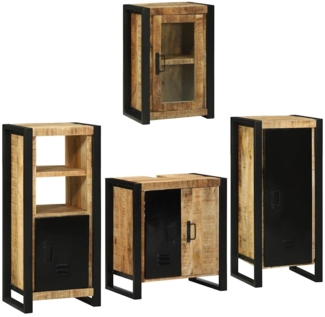 vidaXL Badezimmermöbel Set Wandmontiert 4 pcs Braun Massivholz Mango 3305700