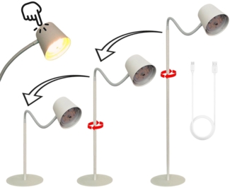 TRANGO LED Stehlampe, 1502W Weiß matt – Kabellos & wiederaufladbar – 6W 2700K warmweiß – Stufenlos dimmbar per Touch – IP44 – Akku Standlampe für Innen & Außen – Höhe 125 cm – USB-C Ladekabel 150cm