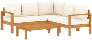 vidaXL 4-tlg. Garten-Sofagarnitur mit Kissen Massivholz Akazie 3214848