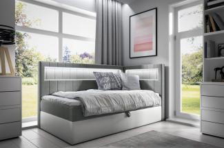 Boxspringbett Gästebett Kinderbett FABIAN Nr. 3 80x200cm Weiss-Grau Seite Rechts