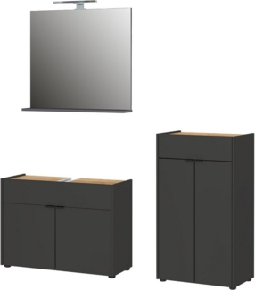 GERMANIA Badmöbel-Set Ameca, (3-St), Badezimmer-Set bestehend aus Waschbeckenunterschr, Spiegel & Kommode