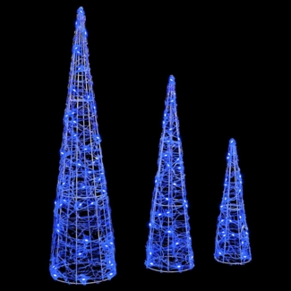 vidaXL Weihnachtsbaum mit 90 LEDs 3 pcs Blau 20 x 20 x 80 cm Acryl 42019017