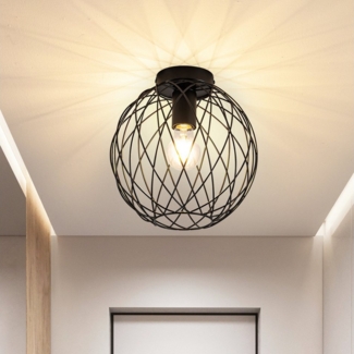 Nettlife Deckenleuchte 1 Flammig Deckenlampe Vintage Flurlampe Schwarz, LED wechselbar, Flur Schlafzimmer Küche