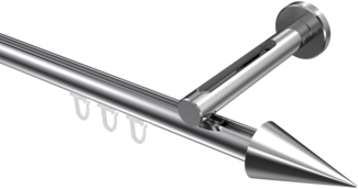 Innenlauf-Gardinenstangen-Set Siteno Savio 100 cm, 1-läufig, 20 mm Ø Chrom