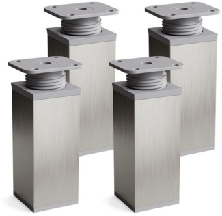 sossai® Möbelfuß Design-Möbelfüße, 4er & 8er Set, höhenverstellbar MFV1, Farbe: Inox/G, (4-St), Farbe: Inox/Grau
