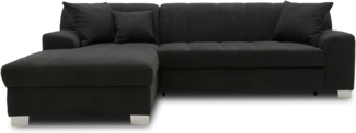 DOMO. collection Ecksofa Capri, Sofa in L-Form mit Füßen aus Chrom, Eckcouch, Polsterecke, Couch 239 x 152 x 75 cm (BxTxH), schwarz