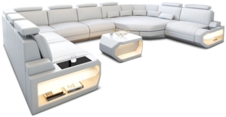 Sofa Dreams 'Asti U' Wohnlandschaft, 93 x 280 x 427 cm, Weiß, Ledermix, Links