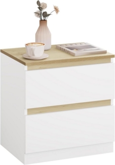 Woltu Nachtschrank (1-St) Nachtkommode mit 2 Schubladen aus Holz