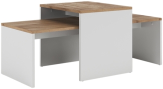 Vicco Couchtisch-Set Weiß/Goldkraft Eiche 100x48 cm , 2 Teile, Donat