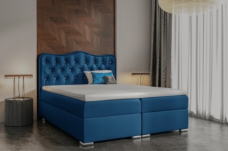 99rooms Violante Boxspringbett Velours MONOLITH Blau 180x200 cm