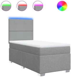 vidaXL Boxspringbett mit Matratze Hellgrau 80x200 cm Stoff 3292608