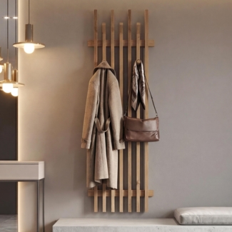 MCA Garderobenpaneel HWC-P57, Wandgarderobe Garderobenleiste Holzgarderobe, Massiv-Holz 135x40cm Eiche