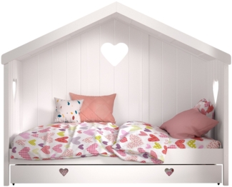Hausbett Kamila 3 213x99x172 mit Rücken Kinderbett Massivholz+MDF Weiß