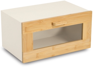 ZELLER 25399 Brotkasten Metall/Bambus mit Klappe, beige, 36 x 23,3 x 19,5 cm