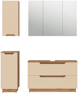 Badmöbel-Set Lotta Eiche/Kaschmir gestreift 4 Teile Vicco