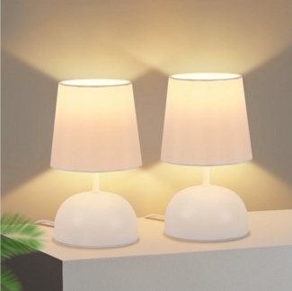 Nettlife Tischleuchte Beige Stoff mit Kabel Nachttischlampe Schlafzimmer Modern Bett, mit Kabel, ohne Leuchtmittel, Klein Schreibtischlampe für Wohnzimmer Büro Bett Tisch Fenster Hotel