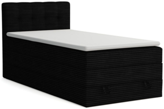 Deine Möbel 24 Boxspringbett JUNG 2 Polsterbett Komplettbett Hotelbett Cord-Stoff inkl. Topper (für Jugendliche Jugendbett Cord Beige Creme Grau Schwarz Anthrazit, 3-St, Bonellfederkernmatratze H3 Taschenfederkernmatratze H4), 90x200 100x200 120 cm Ein...