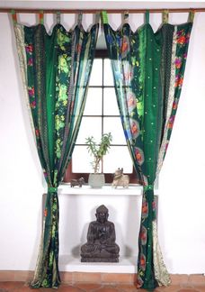 Guru-Shop Vorhang Vorhang 2 Stück seidige upcyceling Gardine aus..