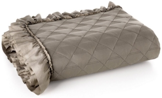 Tagesdecke Decke mit Rüschen Romantische Decke VANESA dunkelBE 170x210 cm dunkelbeige