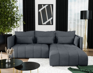 AX LIVING Dunkelgrau Ecksofa mit Schlaffunktion Bettkasten Cosmova 245