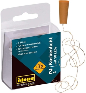 Idena LED-Lichterkette Korkenlicht, 2er Set, mit je 10 LEDs, warmweiß, 94,5 cm, für Geschenkidee
