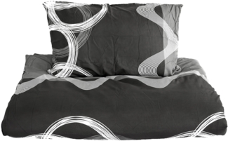 2 Tlg. Bettwäsche mit Reißverschluss in Grau Bettbezug 135x200 cm mit Kissenbezug 80x80 cm