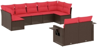 vidaXL 9-teiliges Gartensofa-Set mit Kissen, braun, Polyrattan 3220623