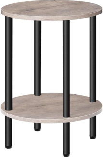 Runder Beistelltisch mit 2 Ablagen Industriestil für Wohn- und Schlafzimmer