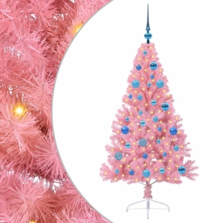 vidaXL Künstlicher vorbeleuchteter Weihnachtsbaum Rosa 150 cm PVC 3397070