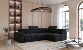 Ecksofa Designersofa DARCY in Stoff Salvador Schwarz Ottomane Rechts