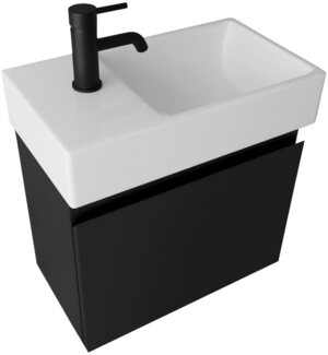 Alpenberger Badmöbel-Set - Waschbecken mit Unterschrank - Badschrank Komplett Vormontiert, (2-tlg, Vormontiertes Badezimmermöbel 45 cm Breit), Hochwertiges Keramik Aufsatzbecken & Stauraum Schrank