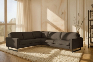 Home affaire Ecksofa Pinto, XXL, 250/290 cm, langer Schenkel, Ottomane, Cord, Chenille, Lederoptik, mit Keder, Metallfüße, Wellenunterfederung