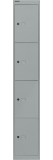 Bisley Schließfachschrank Office, 1 Abteil, 4 Fächer, T 305 mm, Farbe silber