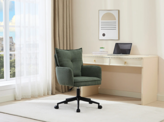 Vente-unique - Bürostuhl höhenverstellbar - Cord - Grün & Schwarz - BATARU von Pascal Morabito