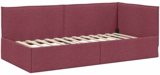 vidaXL Eckbettgestell mit Kopfteil Weinrot 100 cm x 200 cm Stoff 42016466