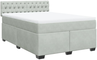 vidaXL Boxspringbett mit Matratze Hellgrau 160x200 cm Samt 3286360