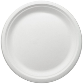 wisefood Einwegteller Zuckerrohr Teller - 26 cm (rund, weiß) Bagasse, (400 St)