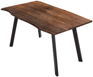 Esstisch Baumkante massiv Akazie Nussbaum 140x80 schwarz Laxmi 526341