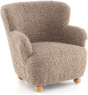 Kindersofa Kindersessel mit Rückenlehne & Holzbeinen gepolsterter Kinderstuhl Kindercouch Braun 52 x 50 x 53 cm