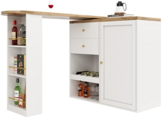 KLAM HOME Bartisch Essbar ausziehbar 360° drehbare mit 2/4 Schubladen und offenen Regalen (138 cm – 105 x 39 x 102 cm), geeignet für Esszimmer/Arbeitszimmer/Wohnzimmer