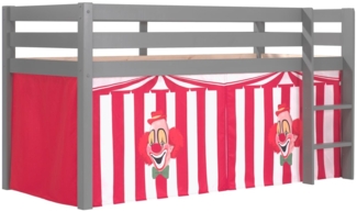 Kinderbett Karolina 210x114x106 Massivholz Grau Textilset Zirkus