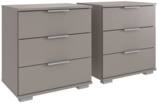 Nachtkommode >Easy Plus< (2er-Set) je 3 Schubladen, in SAHARAGRAU - 52x58x38cm (BxHxT)