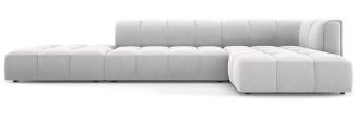 Micadoni Modulares Ecksofa Serena 5-Sitzer, offene Seite, Samtstoff Beige, Silber, Rechts