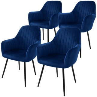 ML-DESIGN Stuhl Esszimmerstuhl mit Rücken- und Armlehnen Samt/Kunstleder Bezug (4 St), Ergonomische Stuhl Blau Küchenstuhl Wohzimmerstuhl Polsterstuhl