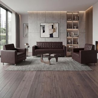 3-1-1 Sofagarnitur Kunda, Couch Loungesofa Kunstleder, Metall-Füße ~ coffee